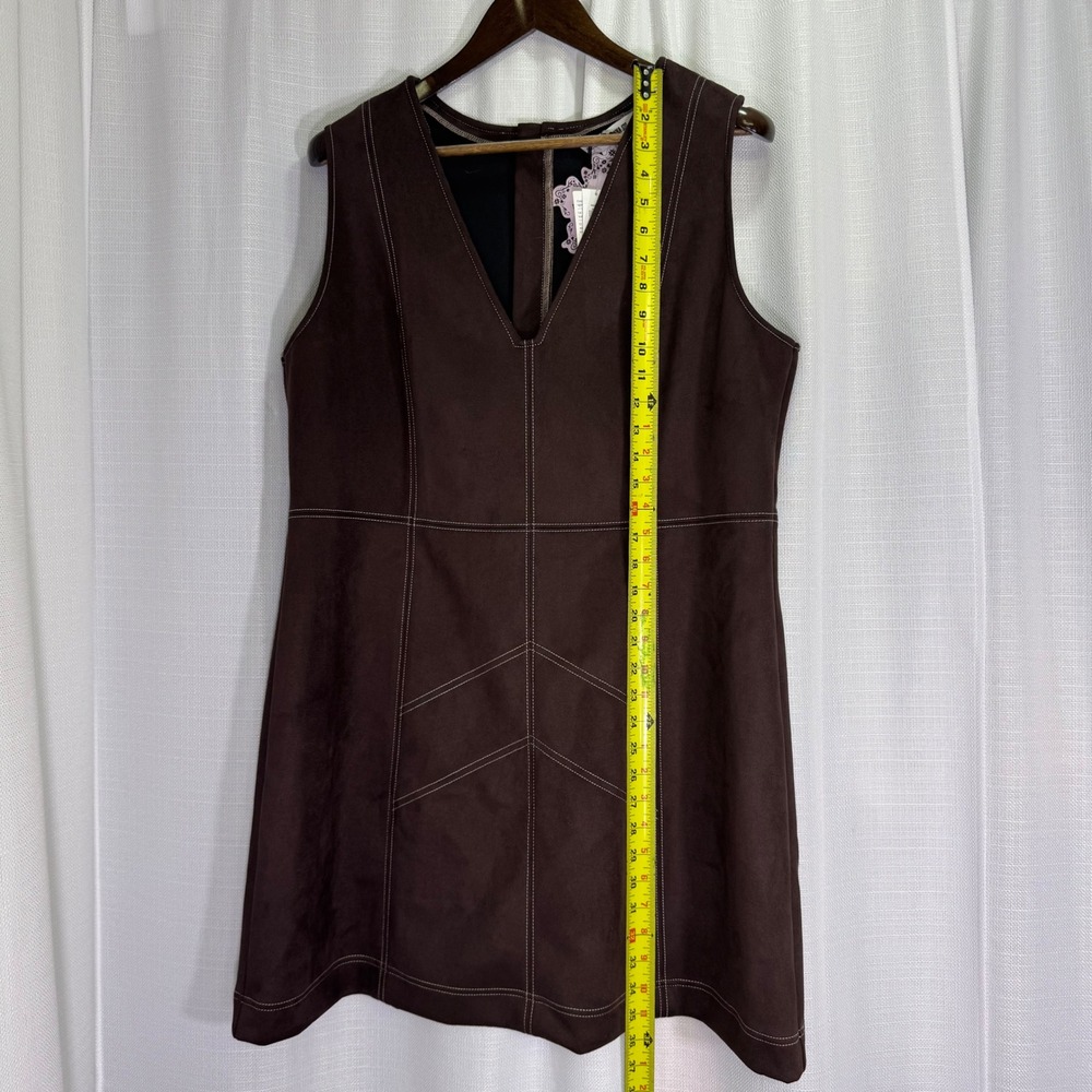 NEW Old Navy x Anna Sui‎ Vegan Suede Mini Dress Women XL Brown - Picture 10 of 16